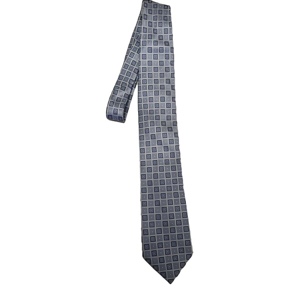 Donald J Trump Signature Collection Geometric Pattern Silk Men's Tie Blue Silver